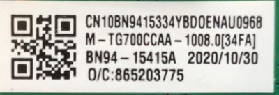 MAIN PARA MONITOR SAMSUNG QLED RESOLUCION (2560 x 1440) / NUMERO DE PARTE BN94-15415A / BN41-02780A / BN9446415A / 15415A / M-TG700CCAA / 865203775 / PANEL CY-PT270PLLV1H / MODELO C27G75TQSN - Imagen 3